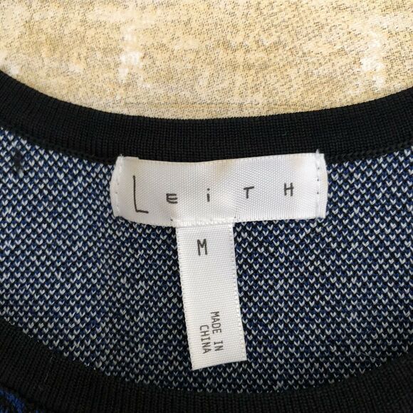 Leith Blue Geometric Print Sleeveless Knit Crop Top - Size Medium - Rayon Blend - Picture 5 of 7